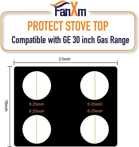 Miniatura 3 de GE - Protectores de estufa de gas de 30 pulgadas, protector antiadherente para estufa de gas, JGP3030, JGP3530, JGP328, JGP329, JGP933