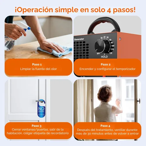 Miniatura 5 de Generador de ozono de 160,000 mg/H con pantalla de temperatura/humedad, temporizador de 120 minutos, purificador de aire ionizador O3 para espacios