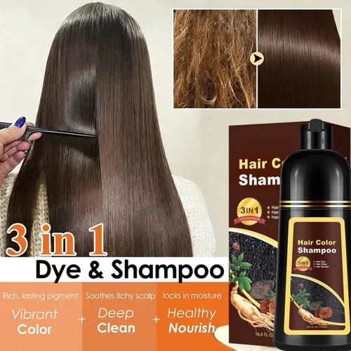 Miniatura 4 de Champú de tinte para el cabello 3 en 1 para mujeres y hombres, rica coloración de raíz a punta con extractos naturales, 3-4 semanas de duración