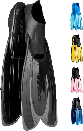 Cressi - Aletas de esnórquel para adultos con bolsillo para pie ajustable y cómodo | Perfecto para viajar | Agua: Fabricado en Italia Negro