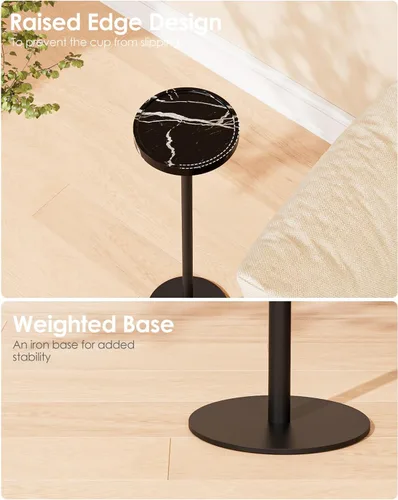 Miniatura 7 de Mesa de bebida, mesa auxiliar de pedestal pequeña, mesa de cóctel redonda, mesa auxiliar circular con base de metal, para espacios pequeños