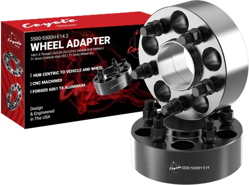 Miniatura 18 de Wheel Accessories Parts 2 adaptadores de espaciadores de rueda centrados en buje de 5 x 5 5 x 127 1.25 pulgadas de grosor 2.815 in, buje de rosca