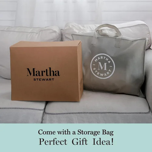 Miniatura 8 de Martha Stewart Edredón con relleno de fibra de plumas de ganso blanco tamaño Queen para todas las estaciones, inserto para edredón, tela silenciosa