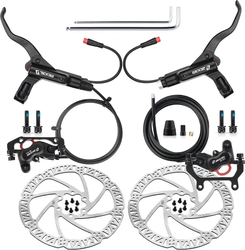 Miniatura 10 de Hycline Juego de frenos hidráulicos Ebike de 4 pistones: Zoom H876E 2-PIN Power-Off Kit de freno de disco de bicicleta eléctrica incluido rotores