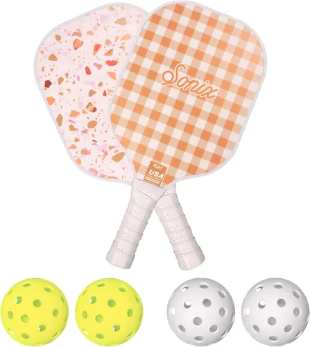 Miniatura 10 de Sonix Aprobado por USAPA Juego de 2 palas de pickleball Juego de pickleball de superficie de fibra de vidrio con 2 raquetas, 4 bolas y bolsa