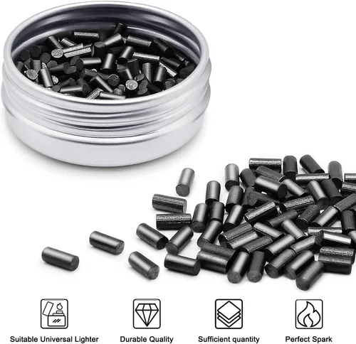 Miniatura 4 de 200 piezas de pedernales para encendedor, pedernales universales de repuesto para encendedor, piedra de pedernal negra premium empaquetada en cajas