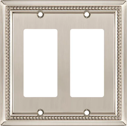 Miniatura 134 de Henne Bery Sunken Pearls - Placa de pared decorativa resistente para interruptor, cubierta para tomacorrientes (doble dúplex, níquel satinado)