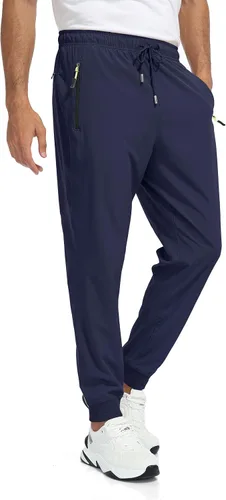 Miniatura 2 de Rapoo - Pantalones ligeros para hombre, de secado rápido, con 3 bolsillos con cremallera, para entrenamiento, pista, gimnasio y atletismo