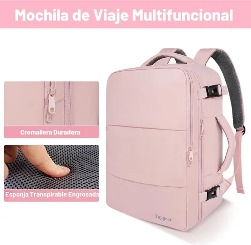 Miniatura 8 de Taygeer - Mochila de viaje para mujeres, mochila de cabina con puerto de carga USB y bolsa para zapatos, mochila TSA para laptop de 15.6 pulgadas