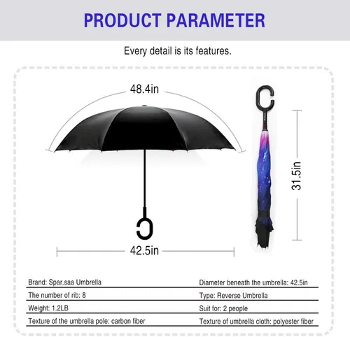 Miniatura 76 de SIEPASA Paraguas invertido invertido de 49/56 pulgadas, doble toldo extra grande, ventilado, resistente al viento, impermeable, paraguas de golf