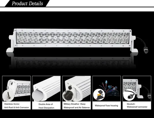 Miniatura 2 de Aurora - Barra de luz LED curvada blanca marina de 30 pulgadas - Doble fila - 25,680 lúmenes