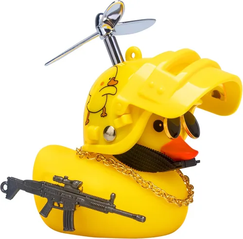 Miniatura 17 de wonuu Adornos de pato de goma para automóvil, pato amarillo fresco, decoraciones de tablero de automóvil, gafas chirriantes de pato con casco de Y