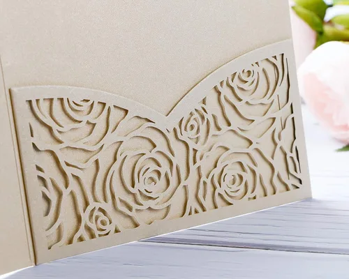 Miniatura 7 de Página interior personalizada, cortada con láser, bolsillo para tarjetas de invitaciones de boda con sobre para fiesta de cumpleaños, invitación
