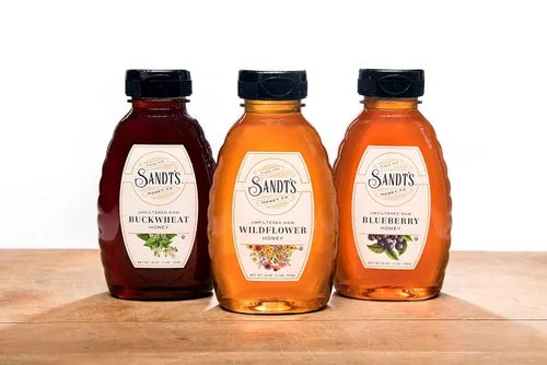 Sandt's - Paquete varietal de miel cruda sin filtrar - Trigo sarraceno, flores silvestres y arándanos (3 libras)