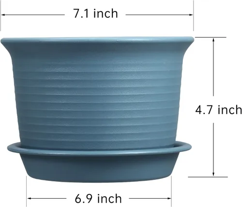 Miniatura 2 de Paquete de 6 macetas para plantas de interior, macetas con orificio de drenaje y platillo de bandeja, maceta de 7 pulgadas, macetas de 6 pulgadas