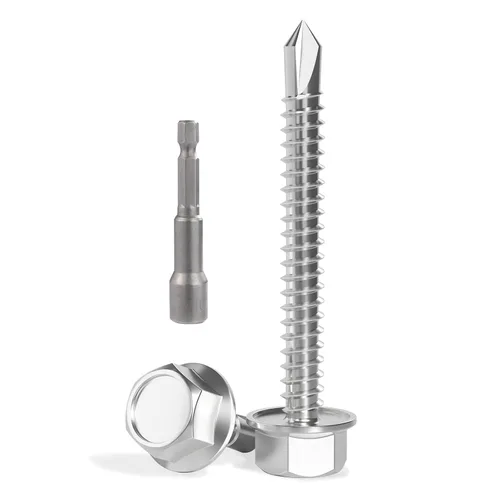 Miniatura 7 de VGBUY 170 tornillos autoperforantes para metal, tornillos autorroscantes de chapa metálica de acero inoxidable 410 #10 x 3/4 pulgadas, tornillos