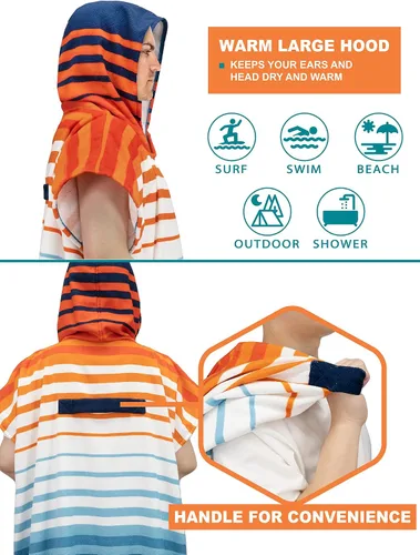 Miniatura 4 de SUN CUBE Poncho de surf cambiador con capucha Toalla de microfibra absorbente de secado rápido con bolsillo para surfear, hombres y mujeres