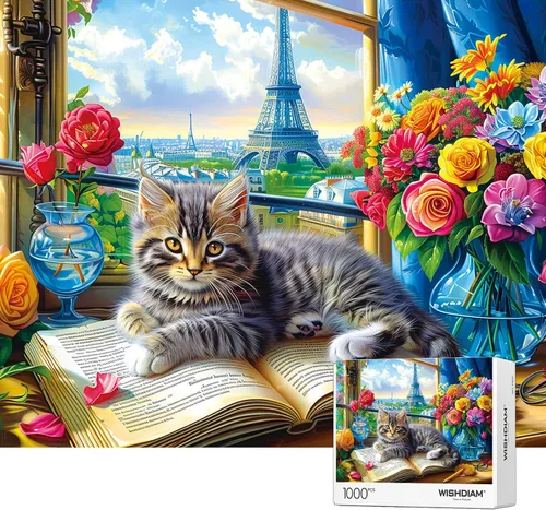 Miniatura 12 de Rompecabezas para adultos, 1000 piezas Rompecabezas Paraíso Animal, Pintura de Dibujos Animados Rompecabezas Desafiantes para Noches