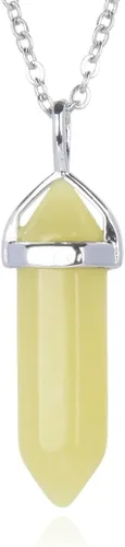 1 collar con colgante de bala de piedra preciosa natural, piedra de cristal curativo, cuarzo, reiki, chakras, roca energética, 18 pulgadas,