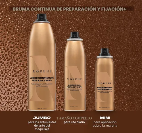 Miniatura 6 de Morphe Spray fijador de preparación continua y fijación, espray hidratante para maquillaje y preparación de la piel, enriquecido con ceramidas