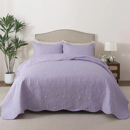 Miniatura 83 de HoneiLife - Juego de colcha de tamaño Queen, juego de ropa de cama de pana bordada de 3 piezas, colcha de lujo, ligera, cálida, para todas las Pana