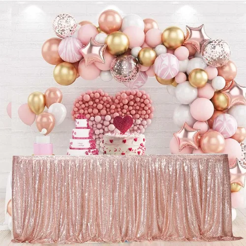Miniatura 15 de PartyDelight Falda de mesa de lentejuelas doradas de 4 pies para mesa redonda/rectangular/cuadrada para fiesta de cumpleaños, boda, Navidad