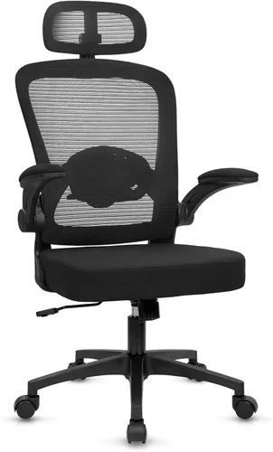 Miniatura 23 de KLASIKA Sillas de escritorio de oficina con ruedas, silla ergonómica de malla con soporte lumbar de altura ajustable, silla giratoria