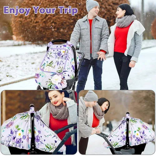 Miniatura 6 de Funda para Asiento de Coche para Bebé Niña, Funda de Asiento de Coche de Invierno Cálida para Bebé, Toldo Infantil para Asiento de Coche con Ventana