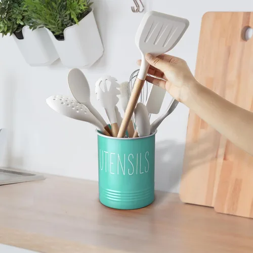 Miniatura 7 de Bivvclaz Soporte para Utensilios de Cocina Verde Azulado, Soporte de Utensilios de 6.7" para Encimera de Cocina, Recipiente para Utensilios