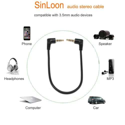 Miniatura 6 de SinLoon Cable TRRS de 0.138 in, (2 unidades) chapado en oro de 90 grados en ángulo derecho e izquierdo de 0.138 in, estéreo de 4 polos macho a