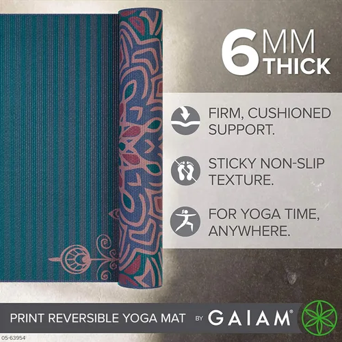 Miniatura 3 de Gaiam tapete de yoga prémium, estampado, extra grueso y antideslizante, de 15/64 pulgadas, para todo tipo de yoga, de pilates y de ejercicios
