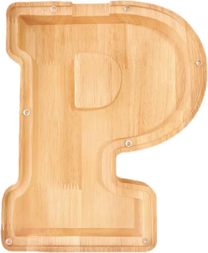 Miniatura 20 de Alcancía de 26 letras del alfabeto inglés A-Z, alcancía de madera transparente de gran capacidad, caja de ahorro de monedas personalizada