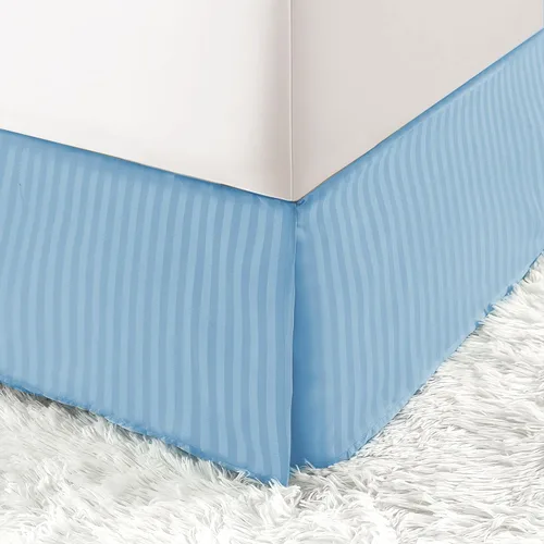 Miniatura 11 de HENGWEITEXT Falda de cama tamaño Queen con esquinas divididas, falda de cama plisada con esquinas divididas, faldas de cama con volantes
