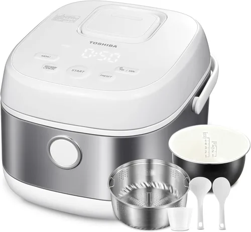 TOSHIBA Arrocera de calentamiento por inducción, baja en carbohidratos, bajo en azúcar, vaporizador digital, 5.5 tazas (sin cocinar), 8 funciones de