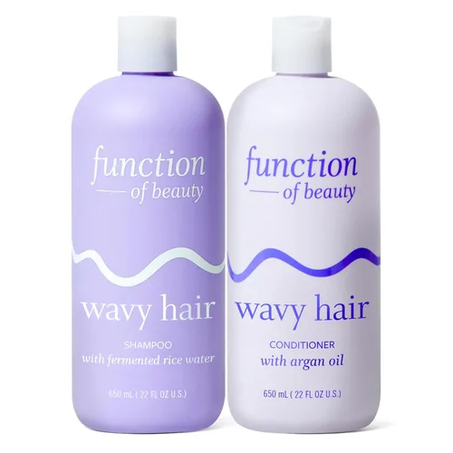 Function of Beauty Champú y acondicionador para cabello ondulado XL Set - Dúo de champú y acondicionador sin sulfato para textura ondulada natural -