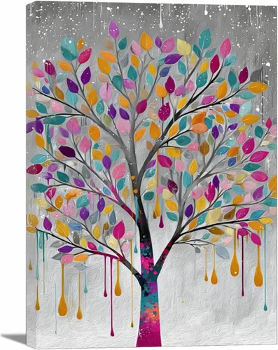 Miniatura 22 de VOCBAN Tree of Life Wall Art The Picture Artwork Canvas Prints Tree Pictures Poster Retro Artwork for Bedroom Living Room Home Decoration(blue blue