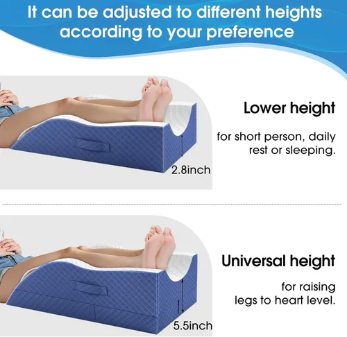 Miniatura 6 de TranquilRelax Almohadas de elevación para pierna después de la cirugía, almohada de cuña ajustable de espuma viscoelástica para lesiones o descanso