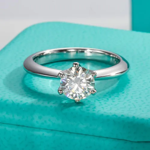 Miniatura 4 de AnuClub 1235CT Anillo solitario de moissanita de seis puntas, anillo de plata de ley 925, regalo para boda, compromiso y aniversario con certificado