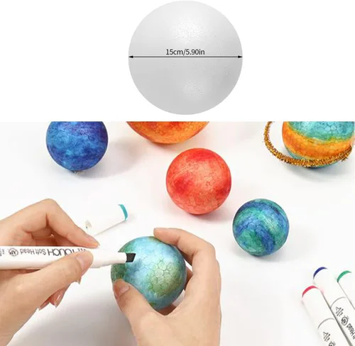 Miniatura 3 de LOKIPA 2 bolas de espuma blanca de 6 pulgadas, bolas de poliestireno blanco para manualidades, manualidades, hogar, proyectos escolares