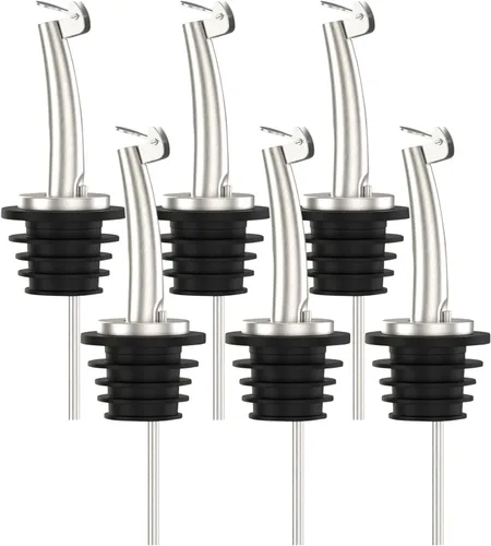 Axe Sickle Juego de 2, 6, o 12 picos vertedores de acero inoxidable, para botellas. Picos de corcho, despachadores de aceite de oliva o licor. Pico