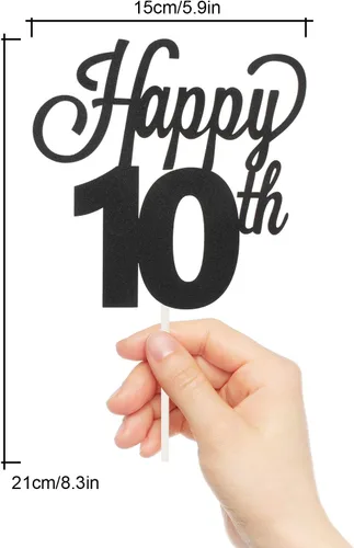 Miniatura 3 de LINGTEER - Decoración para pastel con texto "Happy Birthday 100", color negro