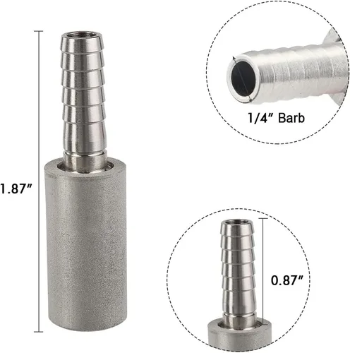 Miniatura 2 de FERRODAY Piedra de aireación de acero inoxidable de difusión de 0.5 micrones con púa de 1/4 pulgadas para cerveza casera, vino, cerveza, soda +