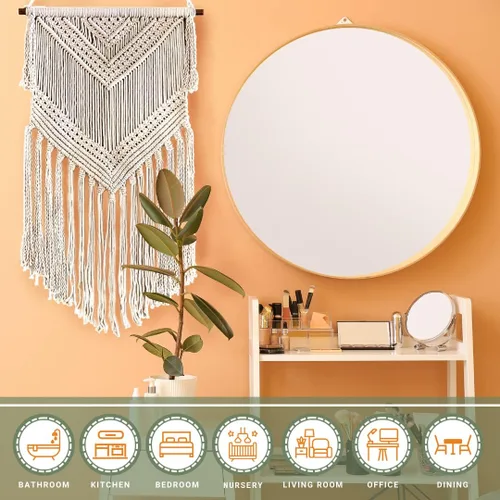 Miniatura 7 de Livalaya Tapiz bohemio tejido de macramé para colgar en la pared, color beige, 16 x 36 pulgadas, moderno tapiz bohemio para decoración de pared