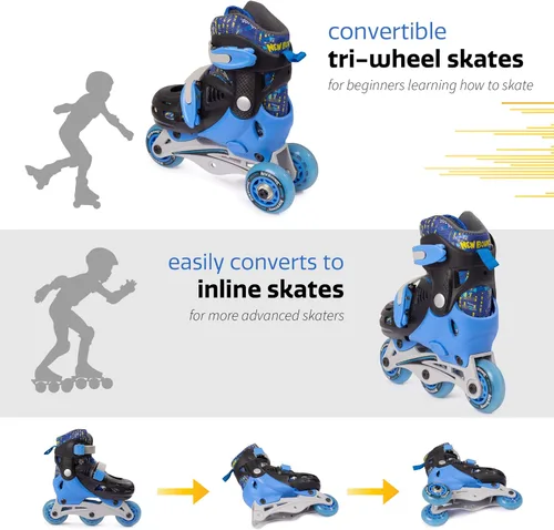 Miniatura 2 de New Bounce Patines para niños pequeños – Talla de zapato EU 28-31, US Kids Junior Size 8-11, 2 en 1 Patines para niñas, convertidos de tres ruedas a