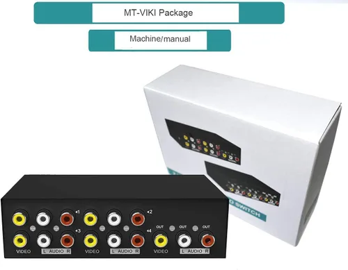 Miniatura 4 de MT-ViKI Interruptor AV RCA de 4 vías, 4 en 1 Salida Video Compuesto L/R Audio Switcher Selector Caja para Reproductor de DVD, SNES, N64, PS2/3