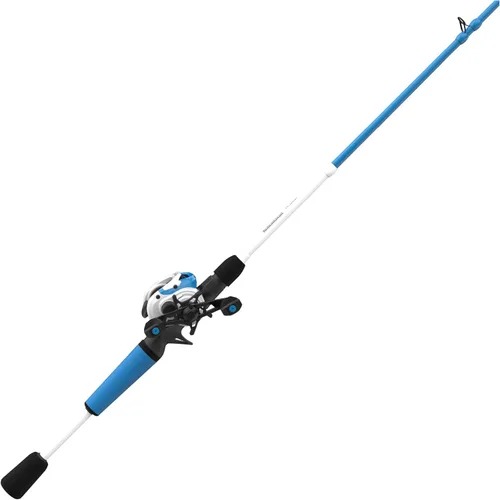 Zebco Roam Carrete Baitcast y Combo de Caña de Pescar, Caña de Pescar de Fibra de Vidrio de 6 Pies 6 Pulgadas de 2 Piezas con Mango de Caña