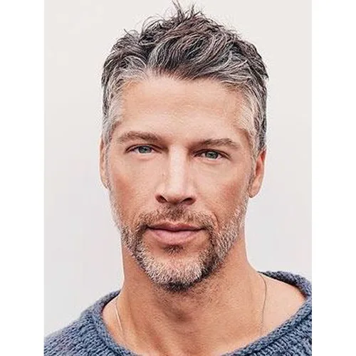 Miniatura 14 de Toupee de piel fina suave de 0.002 in PU 10x8 pulgadas reemplazo de cabello para hombres postizo 100% europeo piezas de cabello humano para hombre