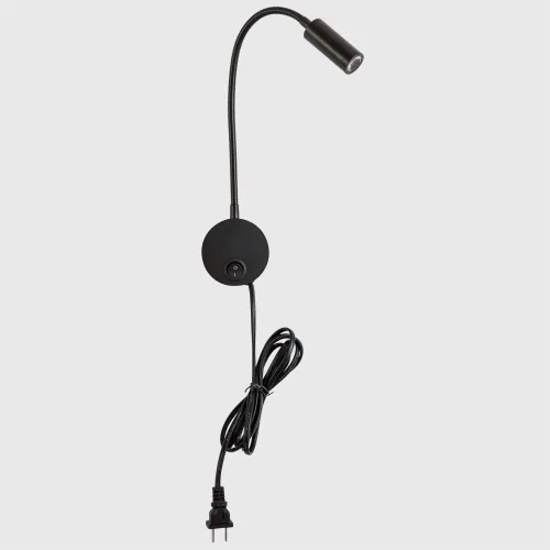 Miniatura 4 de Lámpara de luz de lectura montada en la pared LED 3W blanco cálido 3000K cable de enchufe negro acabado 1 pieza Interruptor basculante negro 1 pieza