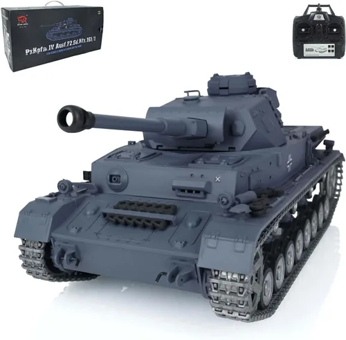 Miniatura 8 de Heng Long US en stock, tanque RC 1/16 7.0 actualizado alemán Panzer Iv F2 RTR RC Tank 3859 pistas de metal Torreta giratoria de 340° generador