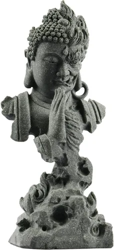 Miniatura 7 de livelyfish Estatua de Buda meditante, pecera, estatuas de Buda zen, figuras de pensador de piedra arenisca para acuario, jardín, decoración